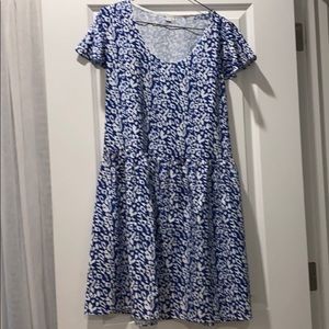 Blue and White Patterned Women's Dress